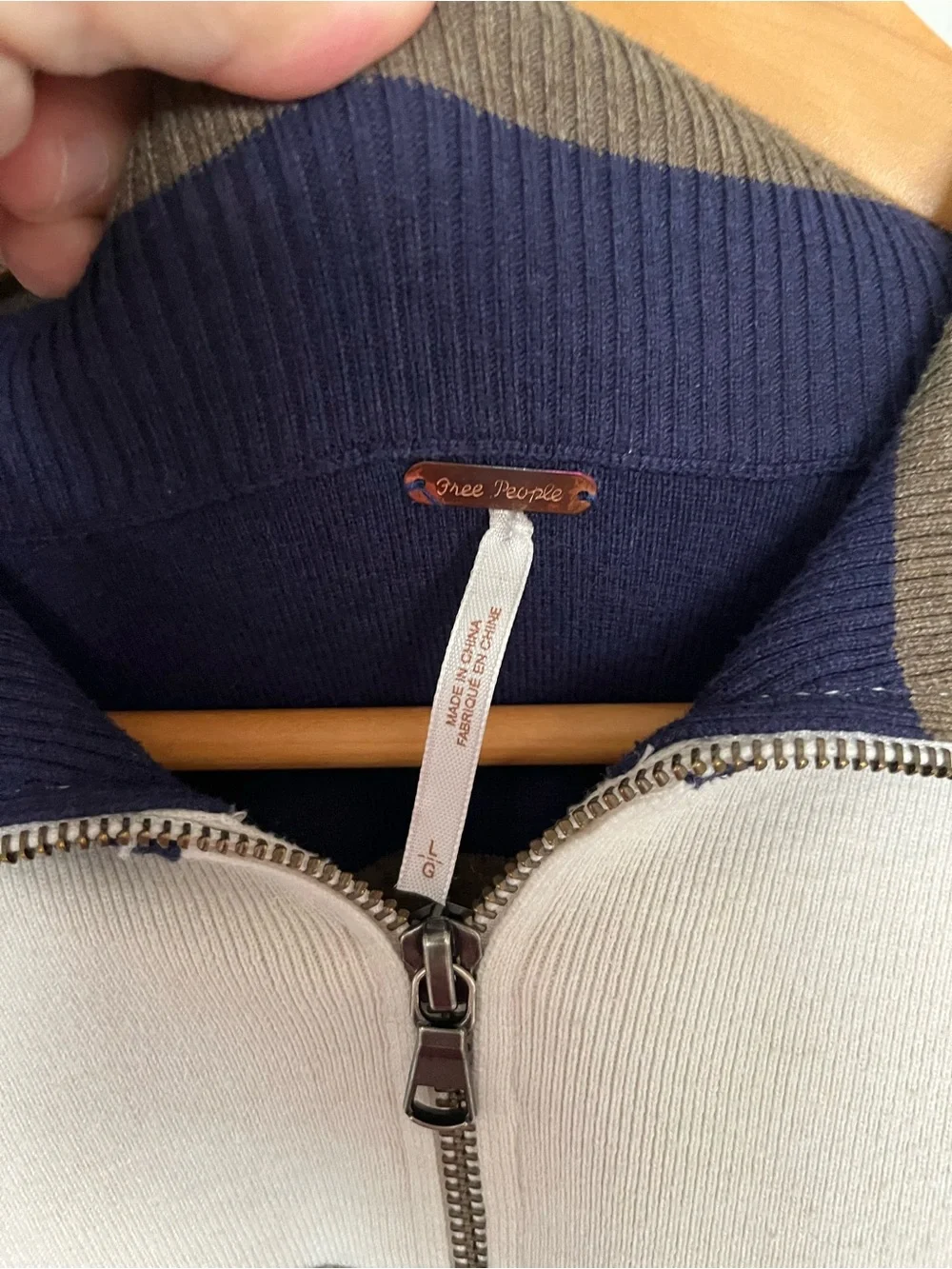 Free People SzL Men's Multi-Stripe Color Block Half-Zip Sweater (Unisex)